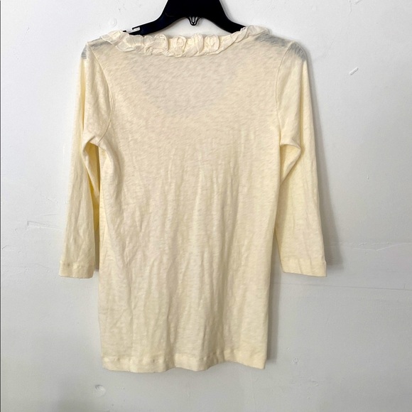 J Crew top scoopneck rosettes 3/4 sleeve lightweight cotton white women’s size S - Picture 5 of 7